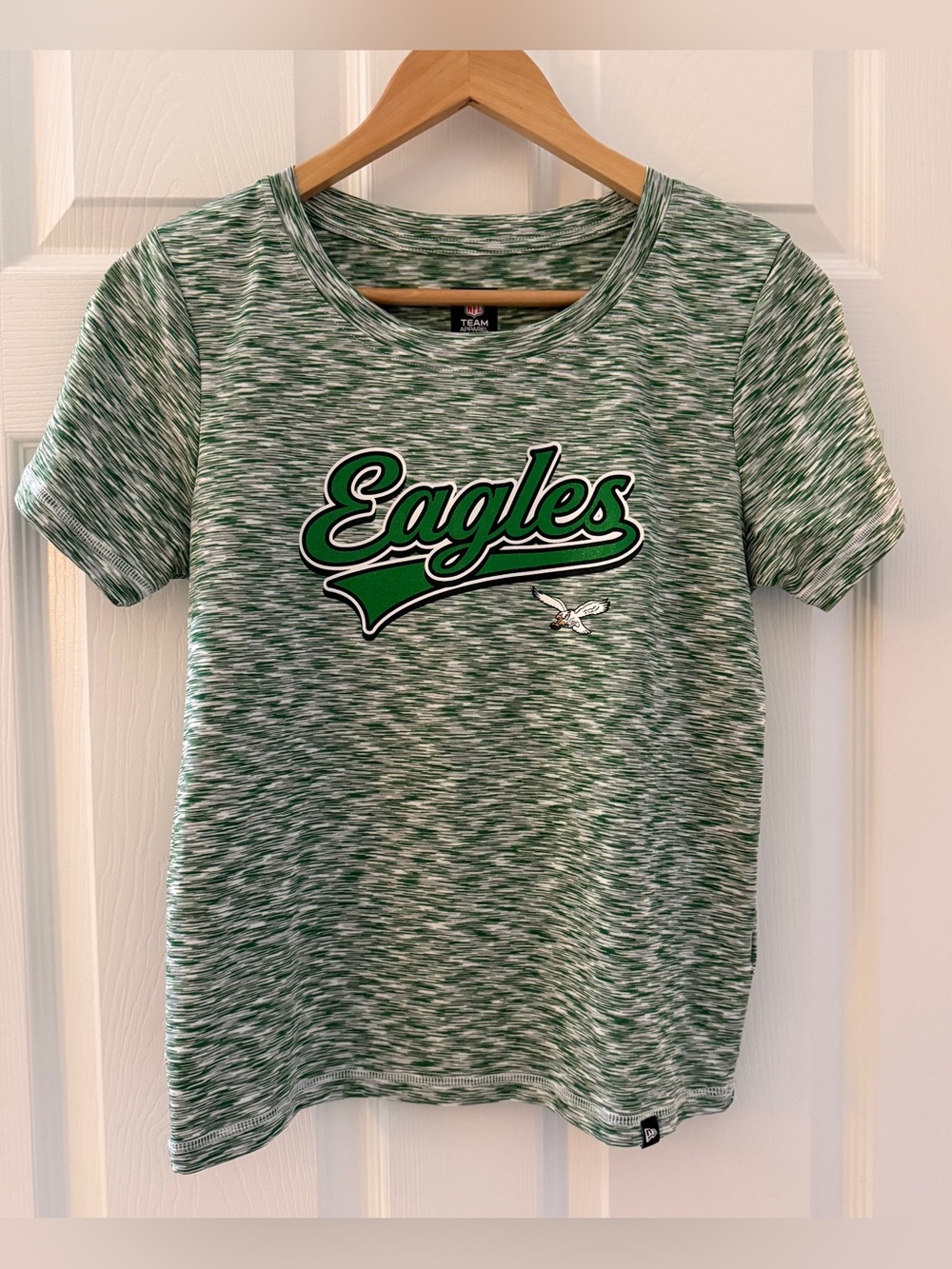 Philadelphia Eagles Ladies Green White Striped Stretch Graphic Shirt Size S *EUC